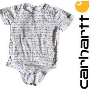 Carhartt | Cream and Brown Mountains Striped Bodysuit | Size 24 Months